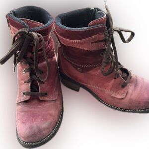 Stylish Red Lace-Up Boots for Women